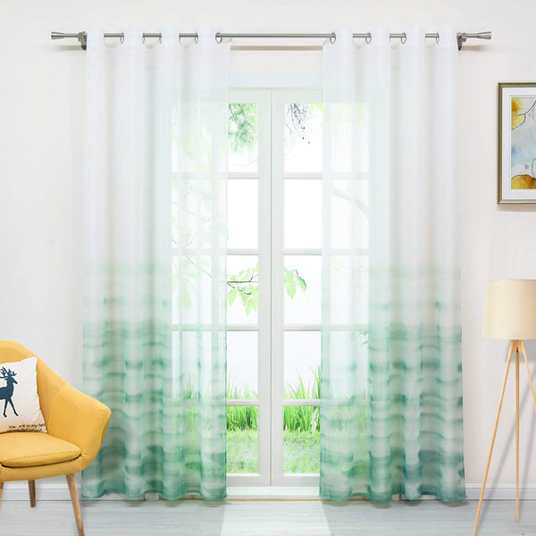Batik-Touch Farbverlauf Gardine transparenter Vorhang mit Ösen Wohnzimmer Fensterschals Gaze 1 Stück