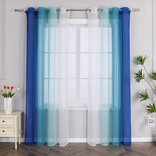 Gardinen Voile Vorhang mit Farbverlauf Modern Dekoschal Fenster Schals Schlafzimmer Wohnzimmer 2er Pack