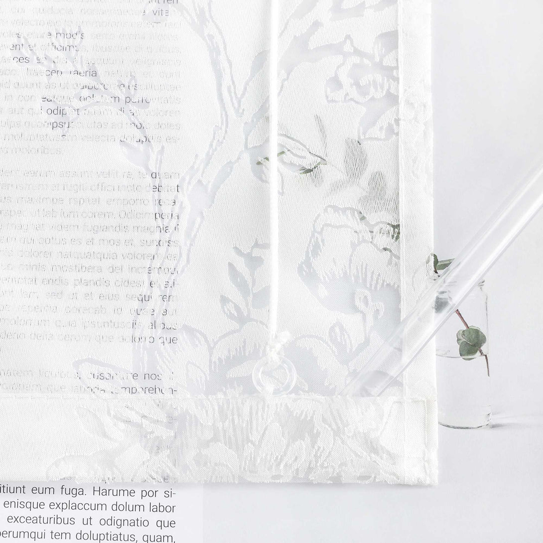 Rollo Transparent mit Rosenmuster und U-Haken - Joyswahl