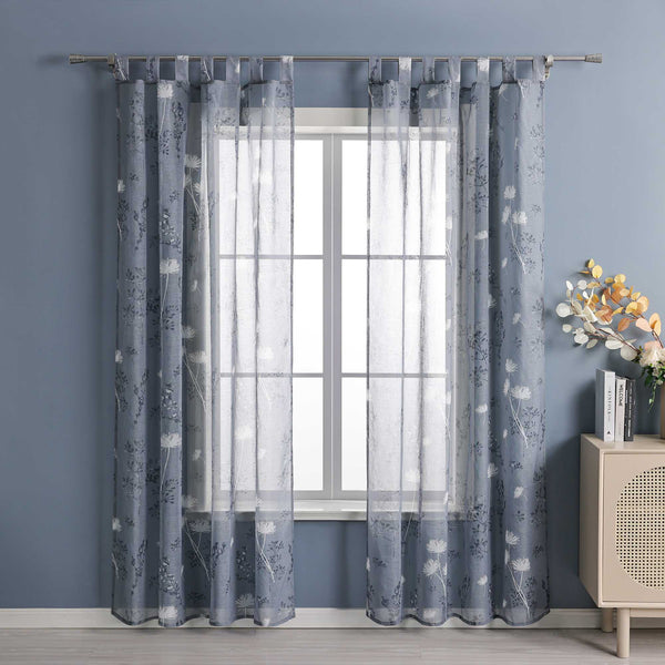 Vorhang mit Schlaufen modern Voile Gardine mit botanischen Mustern Vorhänge Transparent Schlafzimmer Wohnzimmer 1 Stück