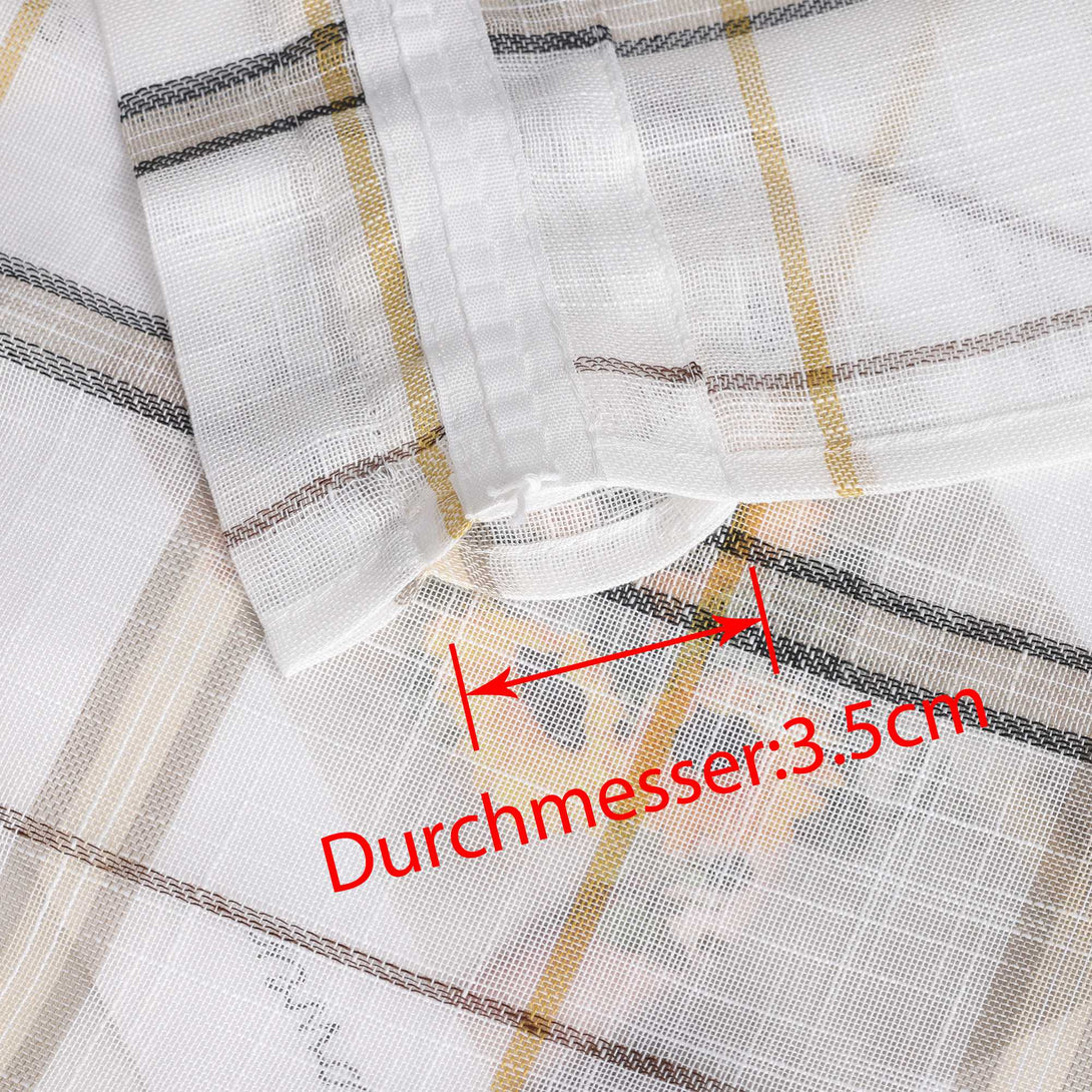 Leinen Gardinen kurz mit modernem Karomuster halbtransparent 2er Set - Joyswahl
