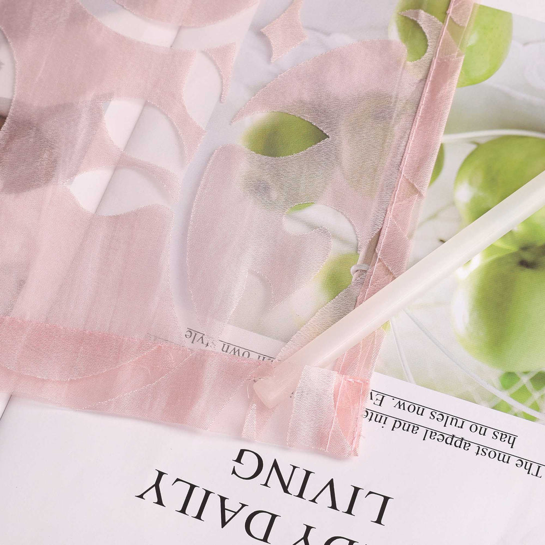 Transparentes Schiebevorhang Set Rosa mit Rankenmuster - Joyswahl