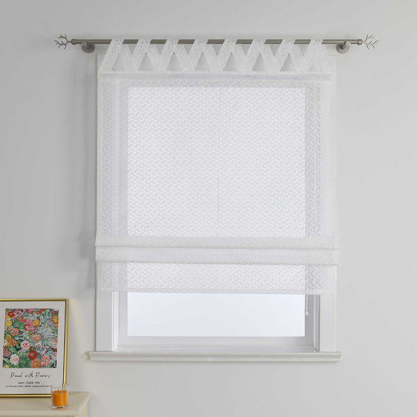 Raffrollo mit V-Schlaufen Voile Raffgardinen Schlaufenrollo mit hohlen Mustern Jacquard Transparent - Joyswahl