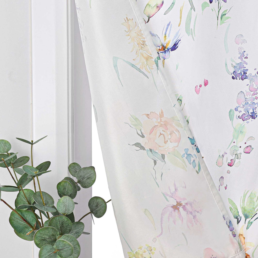 Scheibengardine Bistrogardine aus Polyester mit bunten Blumenmustern und Schleifen 1 stück - Joyswahl