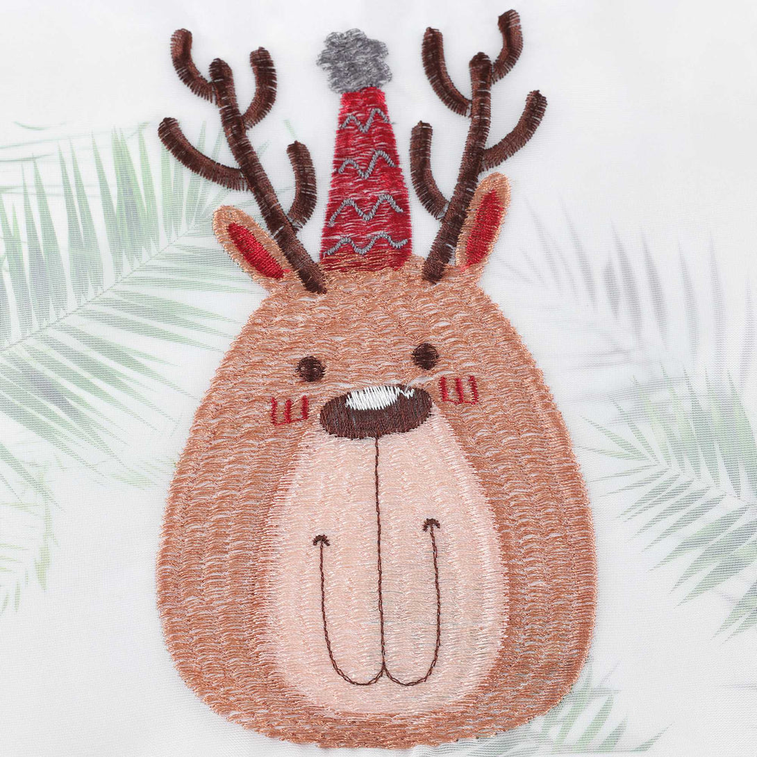 Scheibengardine Weihnachten 1 Stück mit Rentier und Handschuh Stickerei - Joyswahl