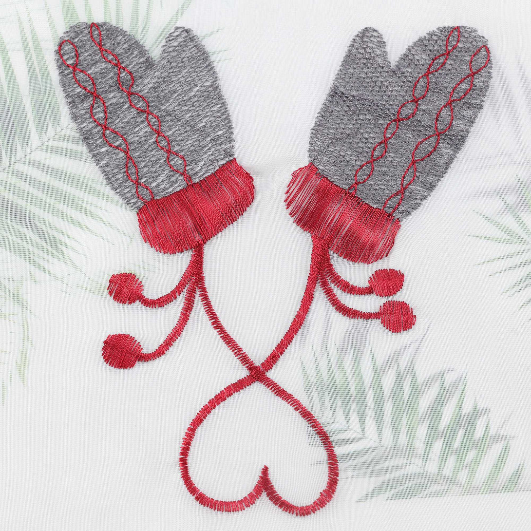 Scheibengardine Weihnachten 1 Stück mit Rentier und Handschuh Stickerei - Joyswahl