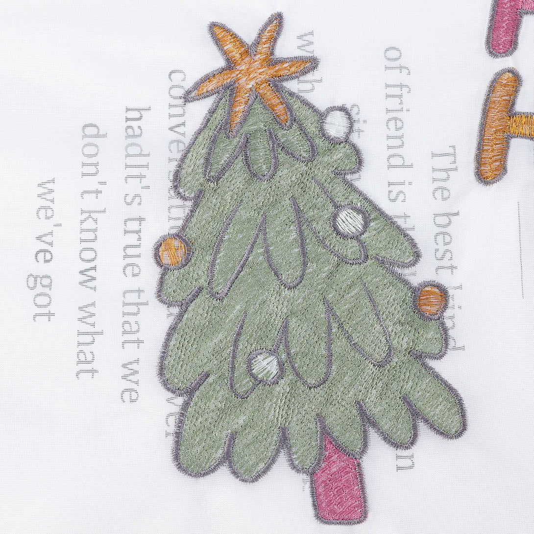 Scheibengardine Weihnachten 1 Stück mit Tannenbaum und Weihnachtskugel Stickerei - Joyswahl