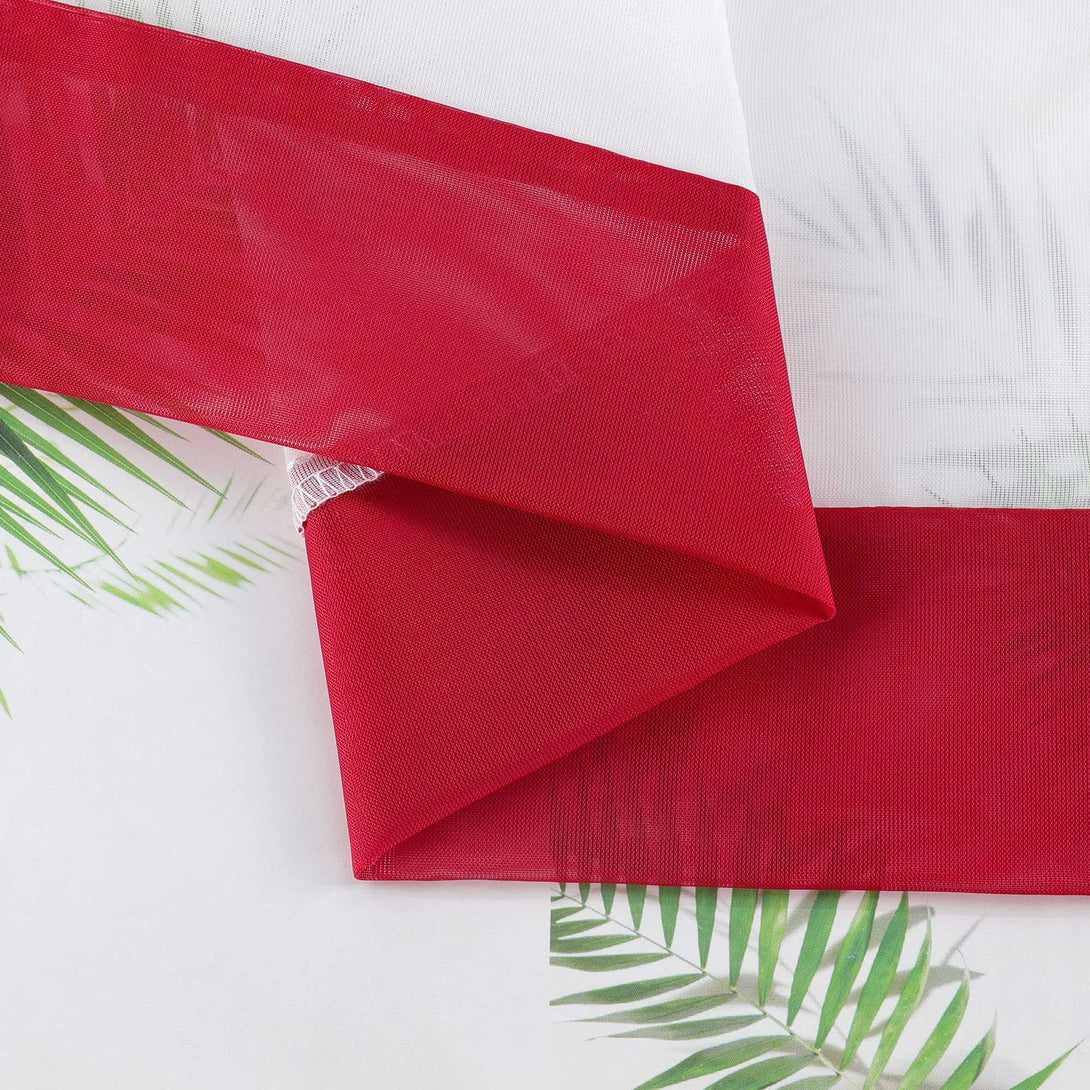 Scheibengardine Weihnachten Transparent mit rotem Rand und Weihnachts Stickerei - Joyswahl