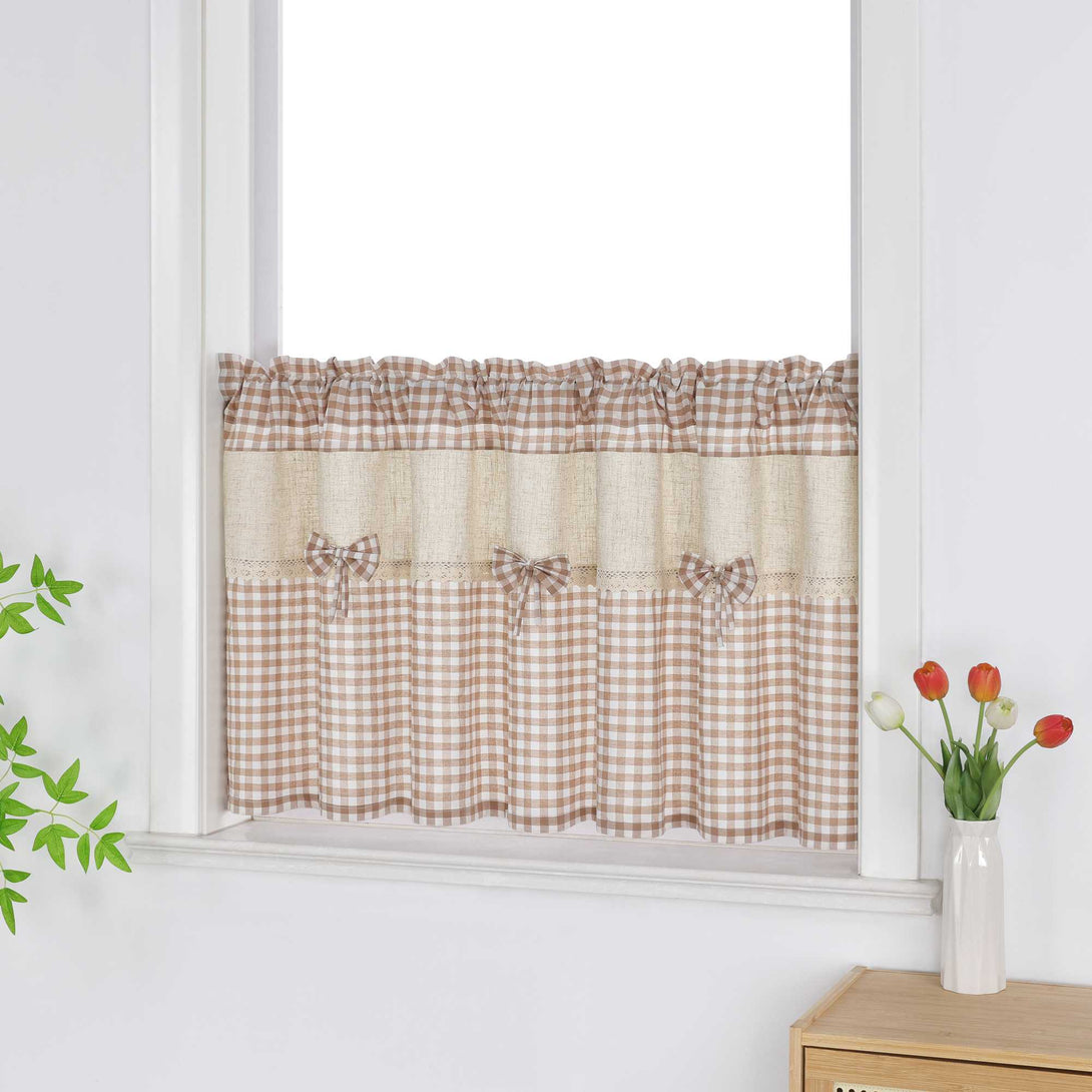 Landhausstil Scheibengardine mit Karomuster - Joyswahl