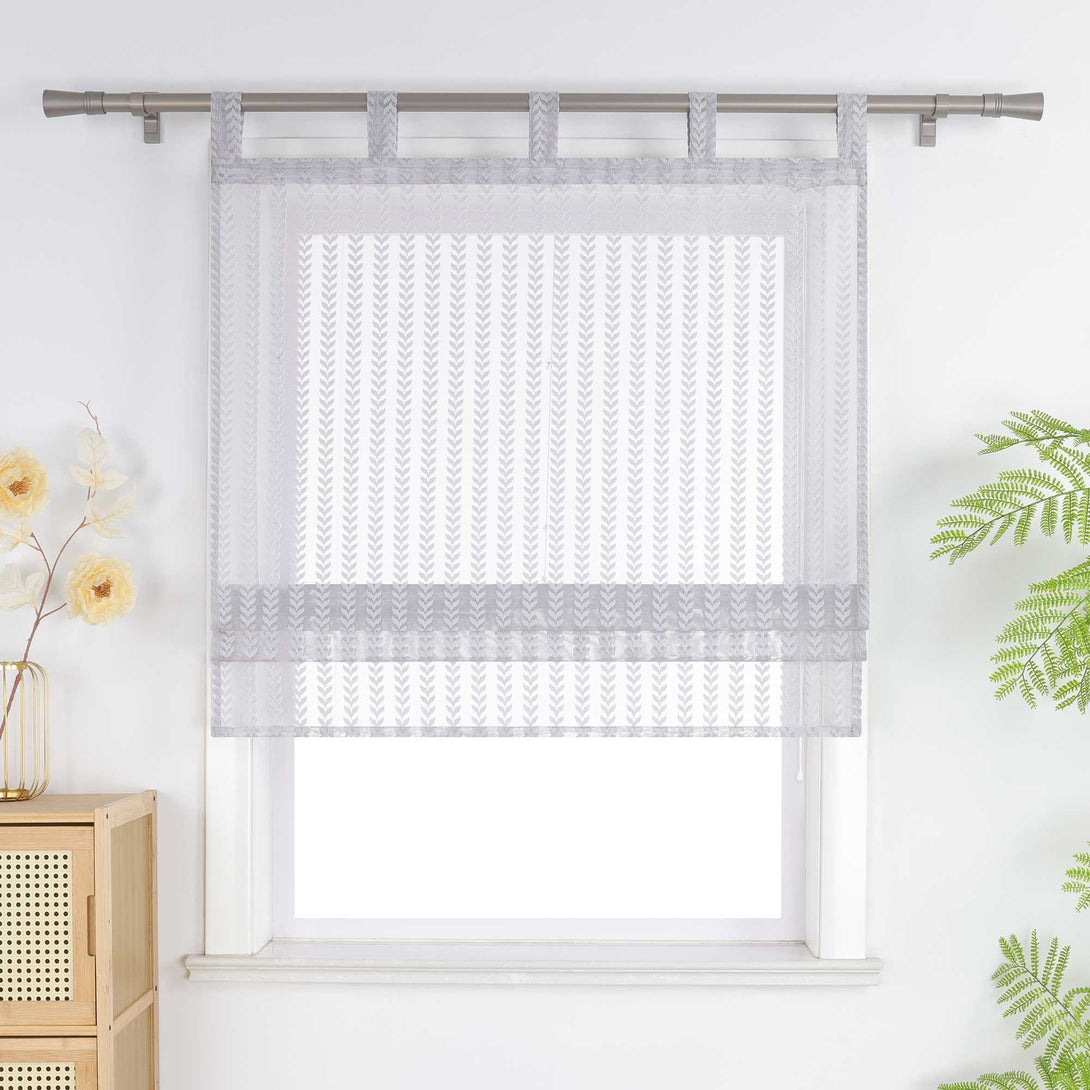 Raffrollo Transparent Mit durchbrochenem Blattmuster und Schlaufenaufhängung - Joyswahl