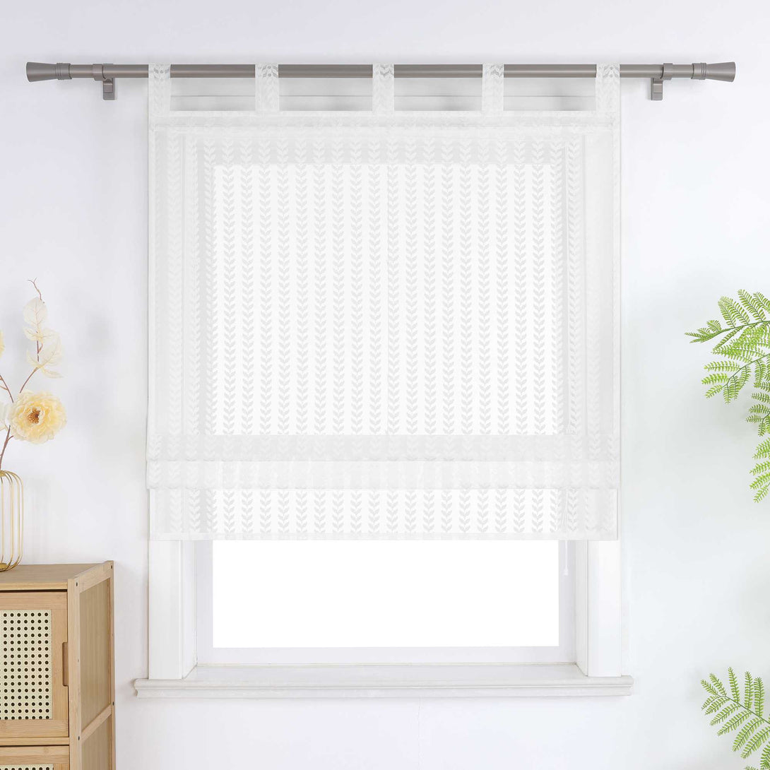 Raffrollo Transparent Mit durchbrochenem Blattmuster und Schlaufenaufhängung - Joyswahl