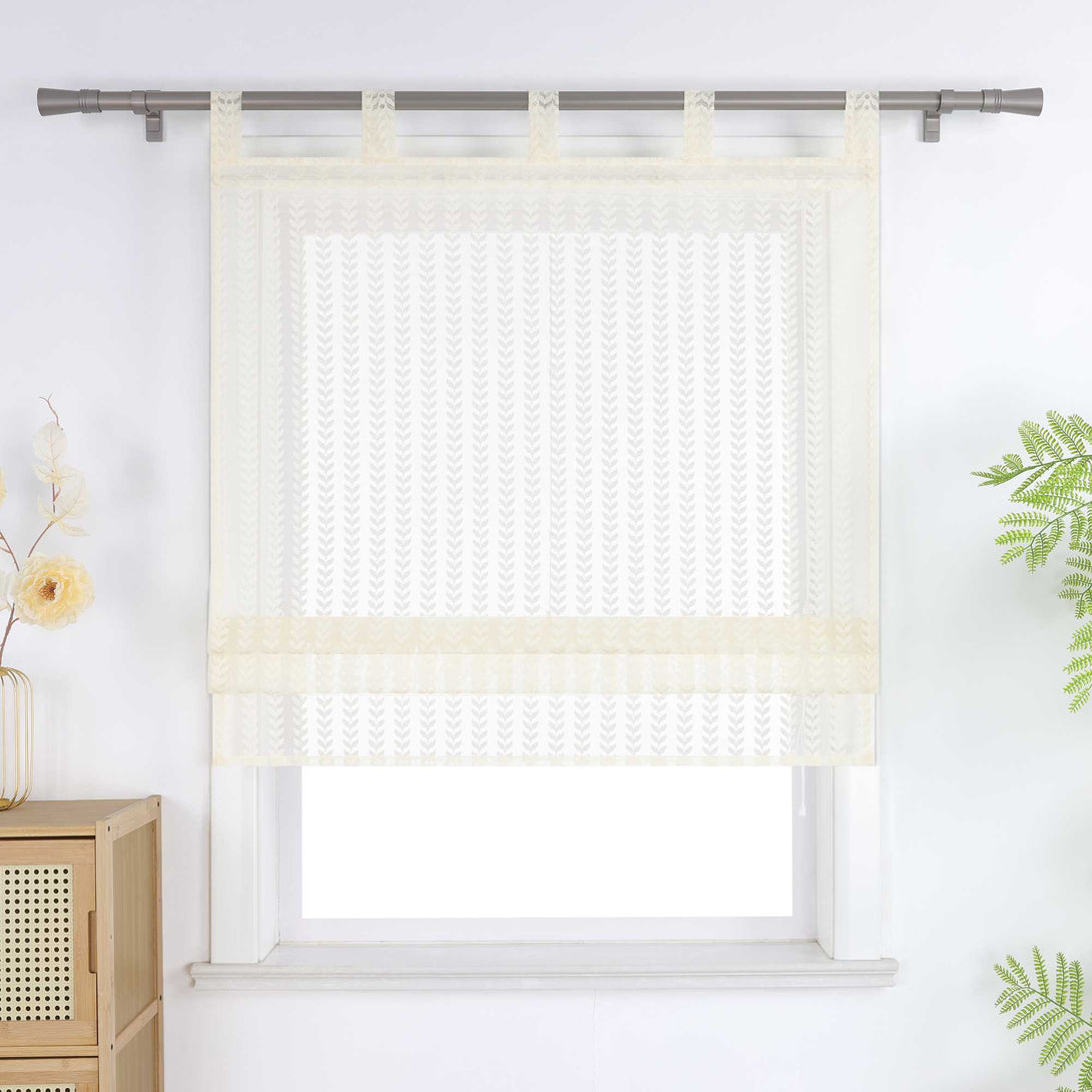 Raffrollo Transparent Mit durchbrochenem Blattmuster und Schlaufenaufhängung - Joyswahl