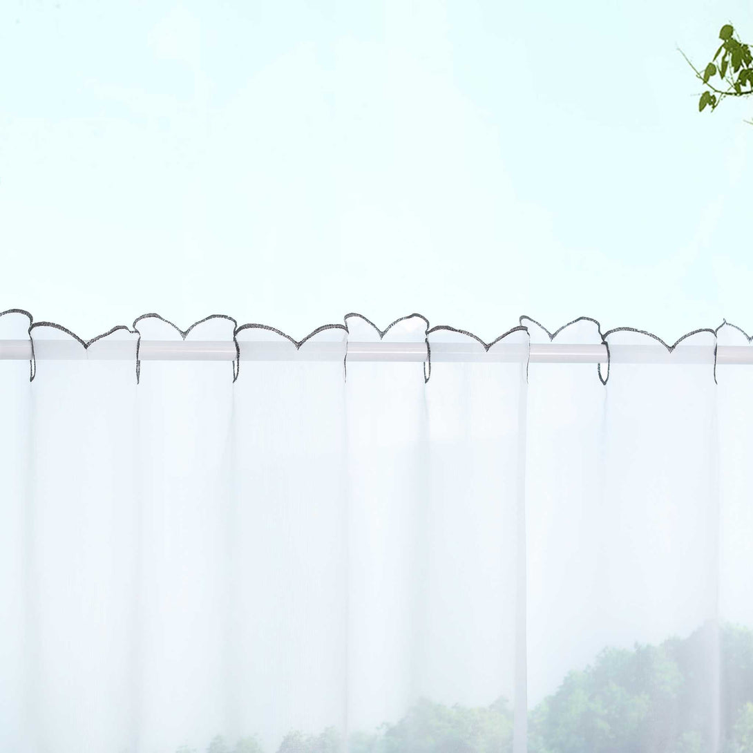 Kurzgardine Transparent mit Ahornblatt-Design Modern & Landhausstil - Joyswahl