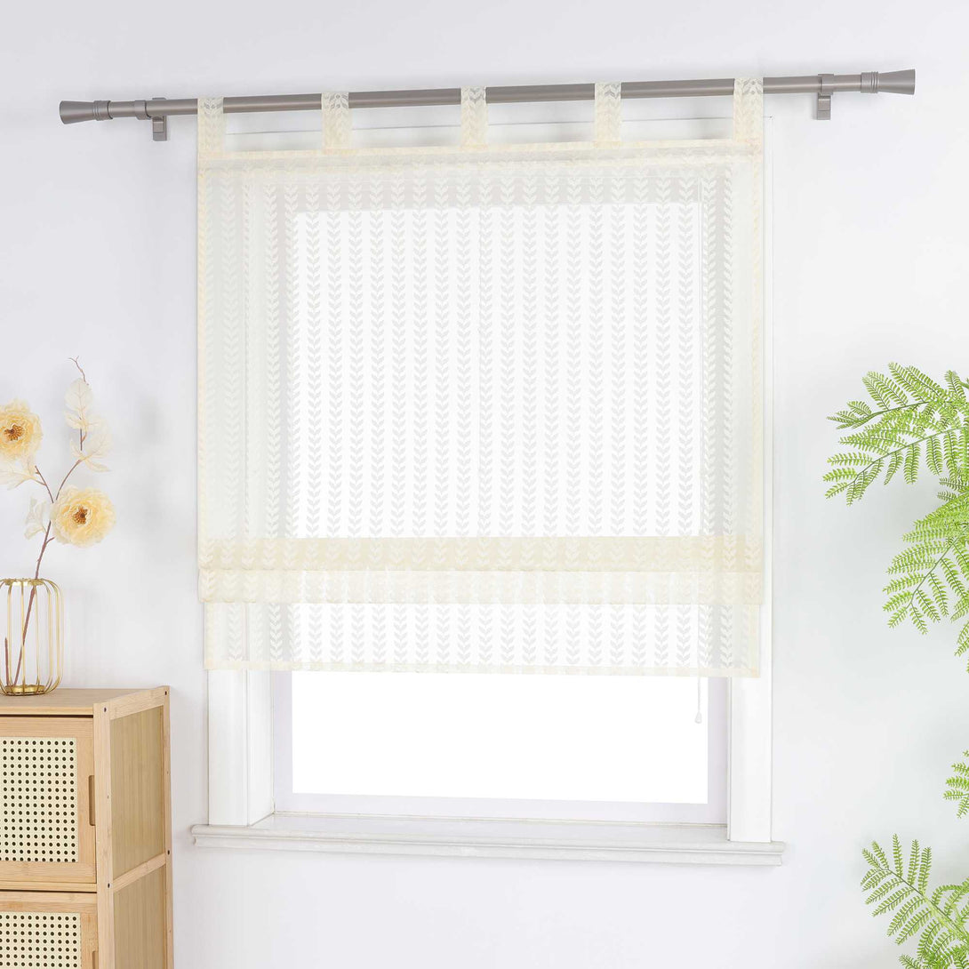 Raffrollo Transparent Mit durchbrochenem Blattmuster und Schlaufenaufhängung - Joyswahl