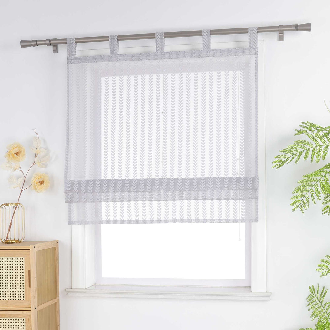 Raffrollo Transparent Mit durchbrochenem Blattmuster und Schlaufenaufhängung - Joyswahl