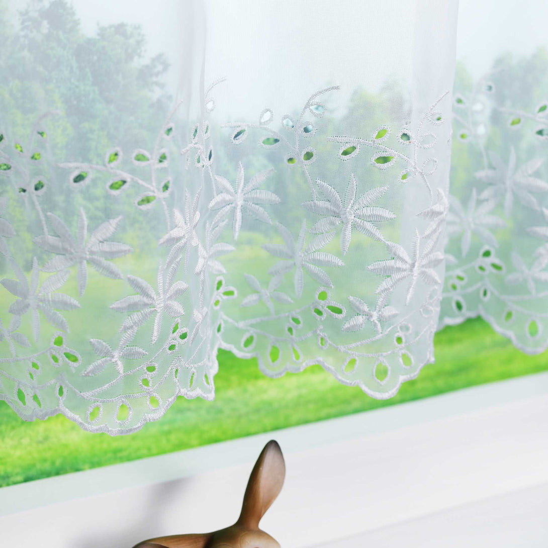 Kurzgardine Transparent mit Ahornblatt-Design Modern & Landhausstil - Joyswahl
