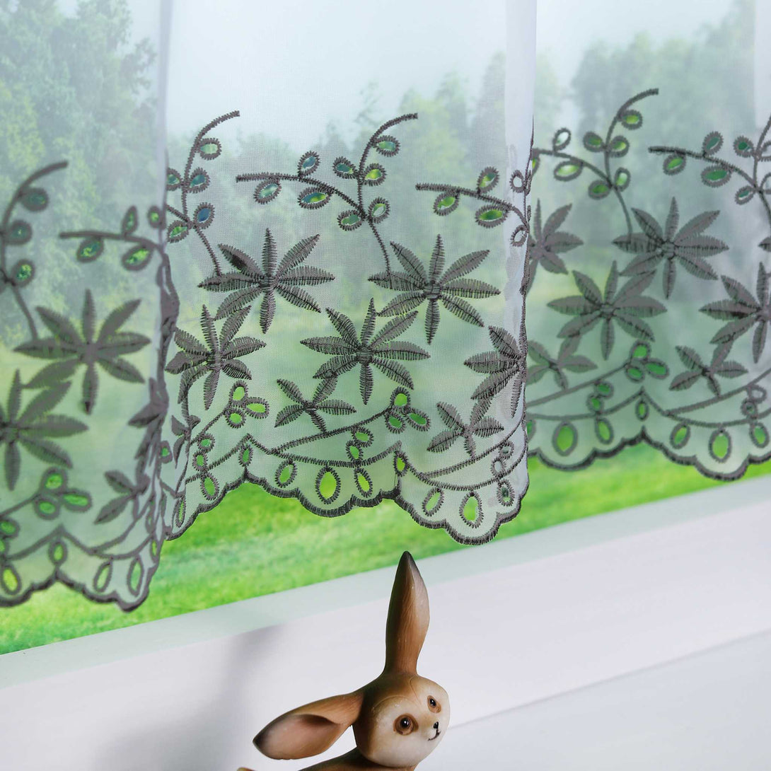 Kurzgardine Transparent mit Ahornblatt-Design Modern & Landhausstil - Joyswahl