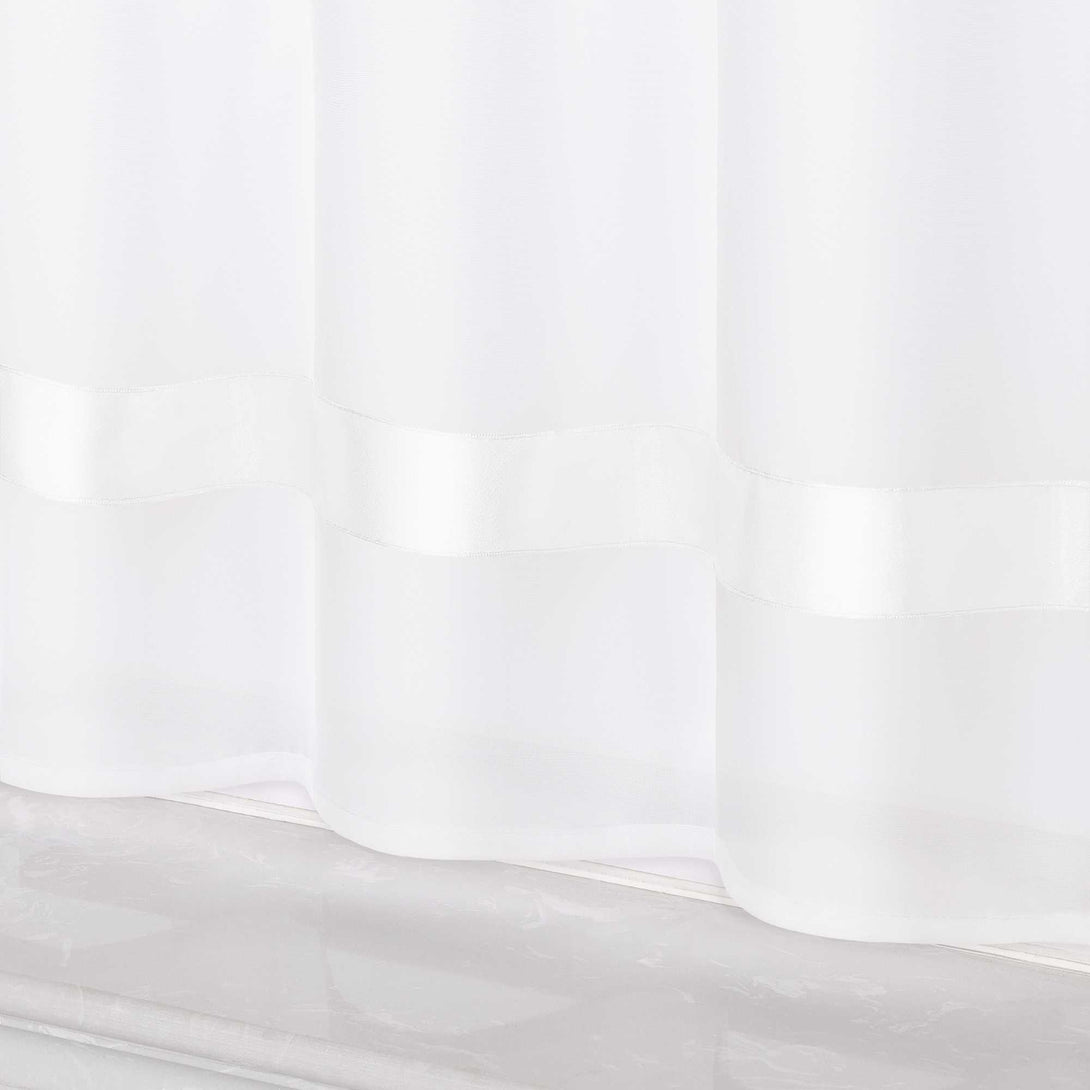 Scheibengardine schlaufengardine aus Polyester mit Satinband transparent 1 Stück - Joyswahl
