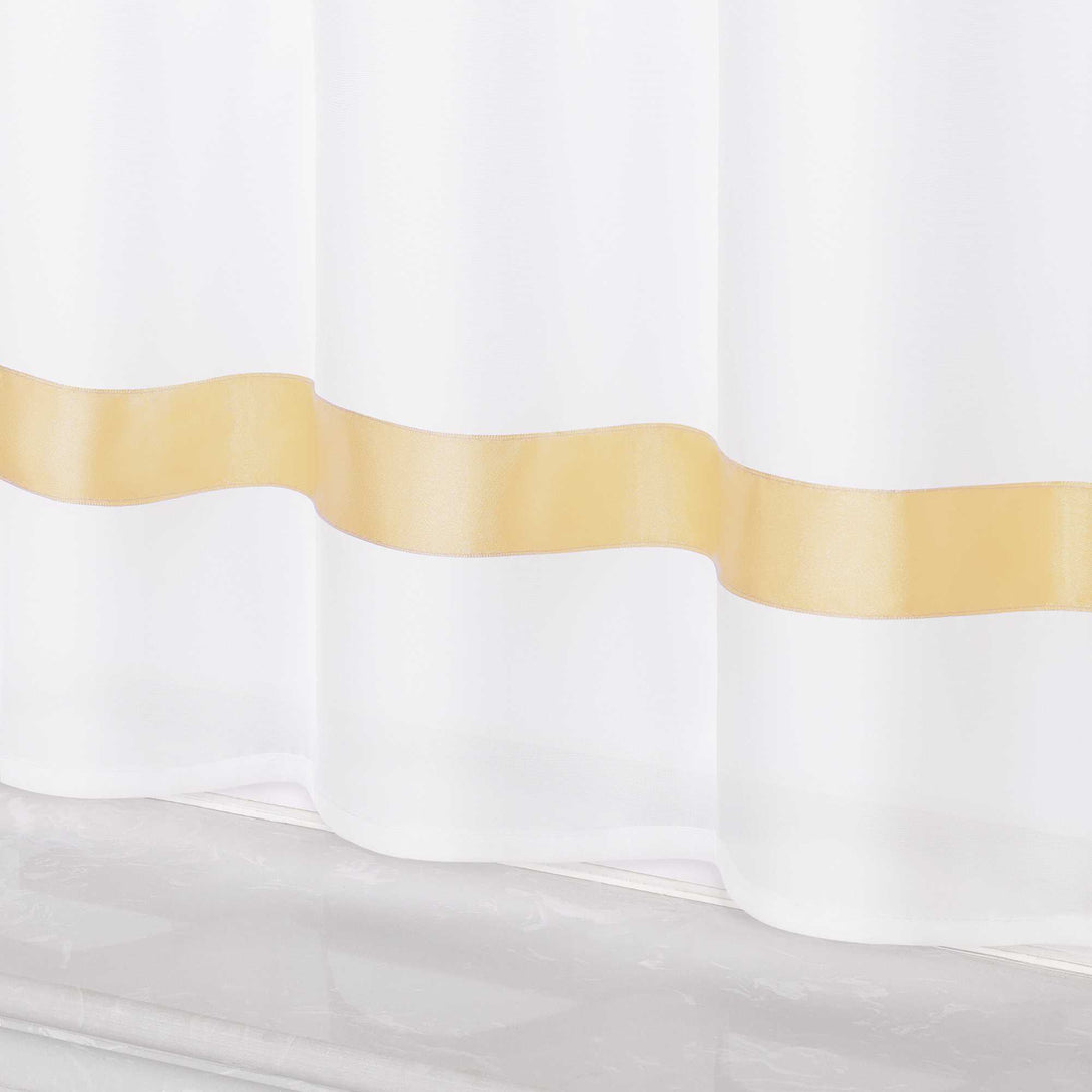 Scheibengardine schlaufengardine aus Polyester mit Satinband transparent 1 Stück - Joyswahl