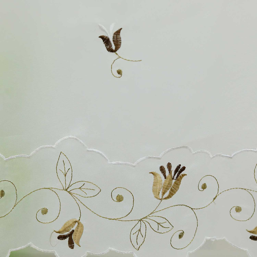 Handgefertigte Scheibengardinen mit Rosenmuster-Stickerei halbtransparent - Joyswahl