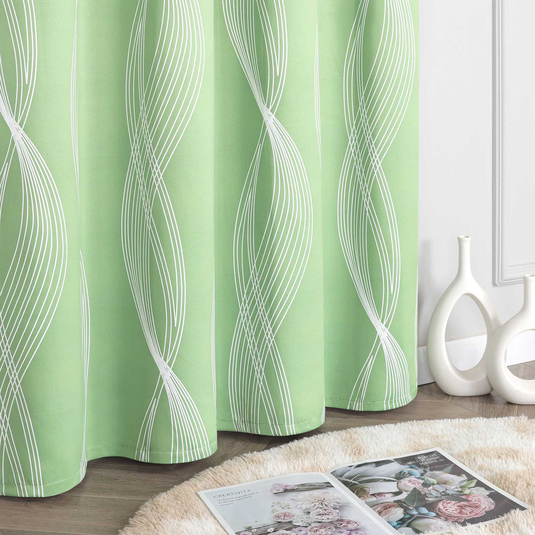 Verdunkelungsvorhänge Ösenschal Blickdichte Gardinen Modern Thermovorhang Wohnzimmer mit Wasserwellenmuster 1 Stück - Joyswahl
