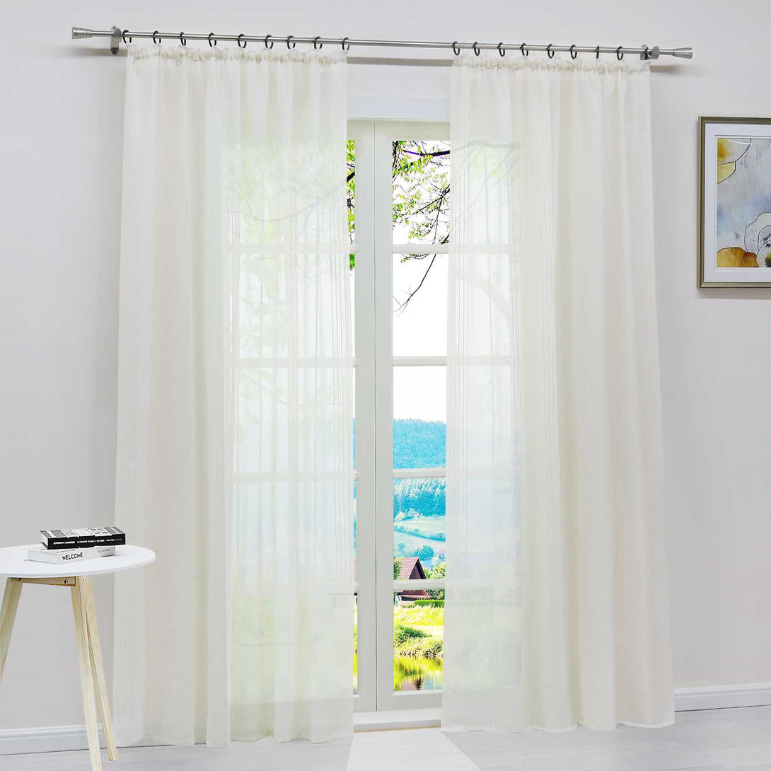 Vorhang 2er Set Voile Gardinen mit vertikalen Streifen Modern Transparent Schlafzimmer Wohnzimmer 2 Stück - Joyswahl