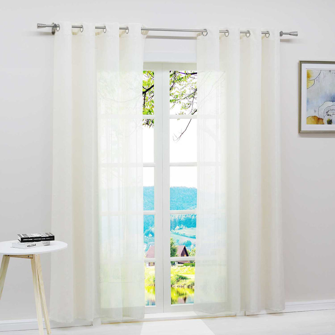 Vorhang 2er Set Voile Gardinen mit vertikalen Streifen Modern Transparent Schlafzimmer Wohnzimmer 2 Stück - Joyswahl