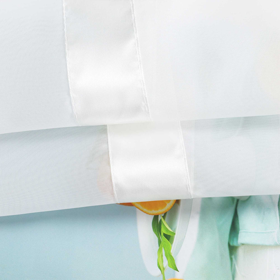 Scheibengardine schlaufengardine aus Polyester mit Satinband transparent 1 Stück - Joyswahl