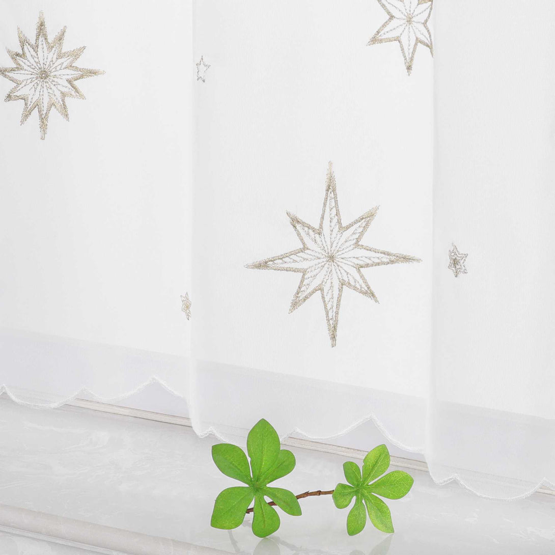 Scheibengardine Transparent Weihnachten mit besticktem Sternmuster - Joyswahl