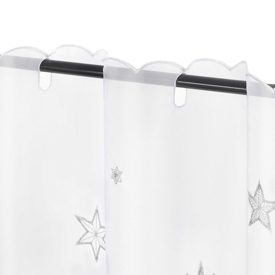 Scheibengardine Transparent Weihnachten mit besticktem Sternmuster - Joyswahl