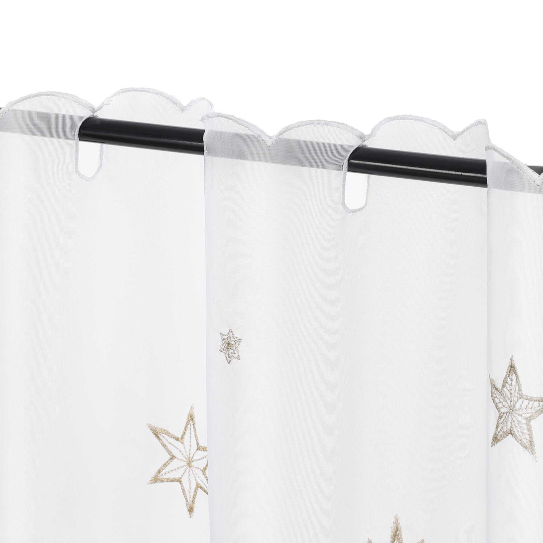 Scheibengardine Transparent Weihnachten mit besticktem Sternmuster - Joyswahl