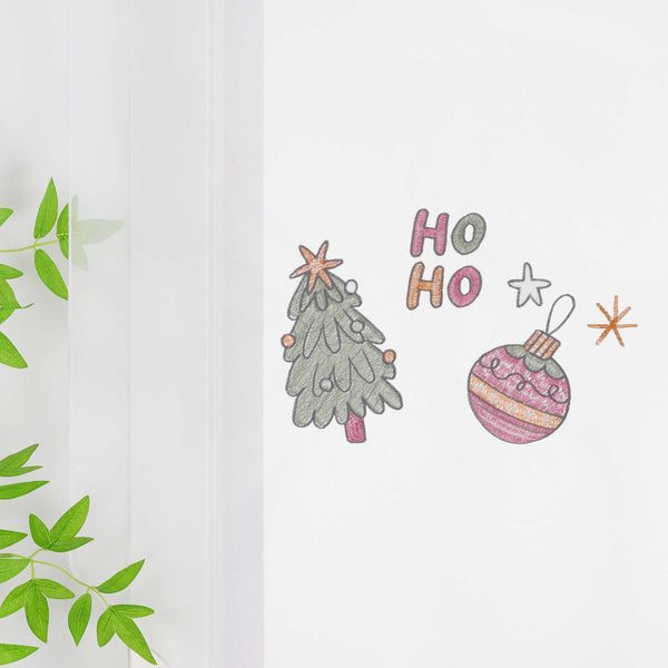 Scheibengardine Weihnachten 1 Stück mit Tannenbaum und Weihnachtskugel Stickerei - Joyswahl