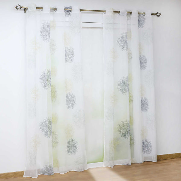 Voile-Vorhang Kräuselbandschal Transparente mit Blumenmuster leichte Schutzfunktion 1 Stück