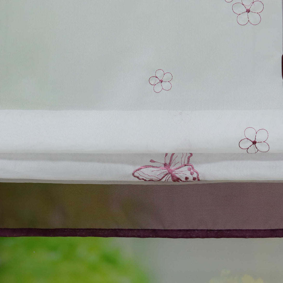Raffrollo durch Tunnelzug Voile Küchengardinen modern Raffgardinen mit Stickerei Transparent 1 Stück - Joyswahl
