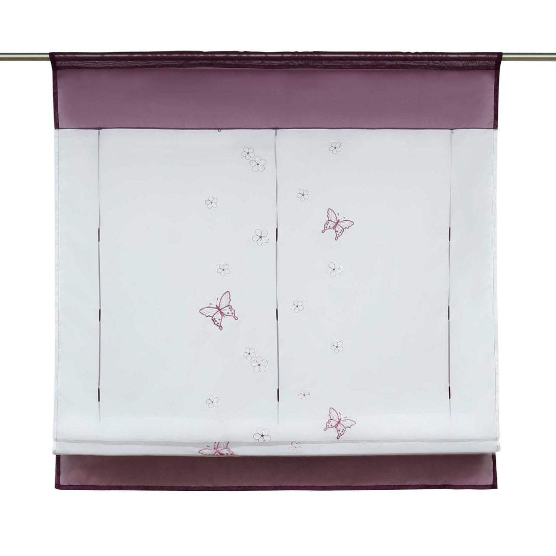 Raffrollo durch Tunnelzug Voile Küchengardinen modern Raffgardinen mit Stickerei Transparent 1 Stück - Joyswahl
