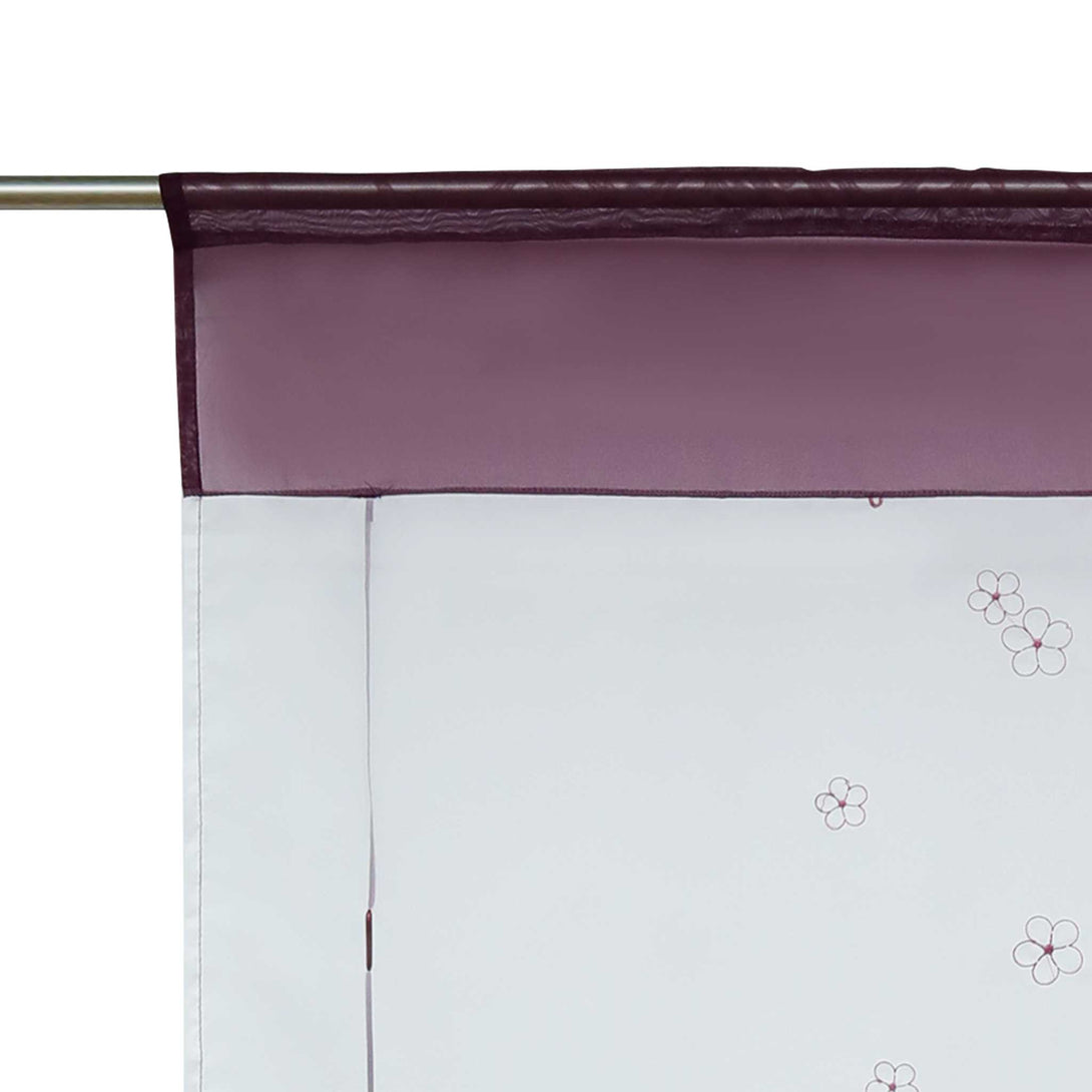 Raffrollo durch Tunnelzug Voile Küchengardinen modern Raffgardinen mit Stickerei Transparent 1 Stück - Joyswahl
