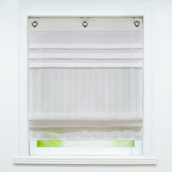 Rollos mit U-Haken gestreifte Muster Unifarbe halbtransparent modern Design 1 stück - Joyswahl