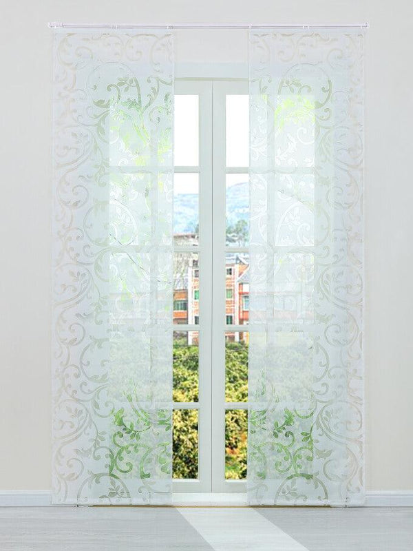 Schiebegardine Flächenvorhänge Klettbandschal mit Blumenmuster transparent modern 2er Set