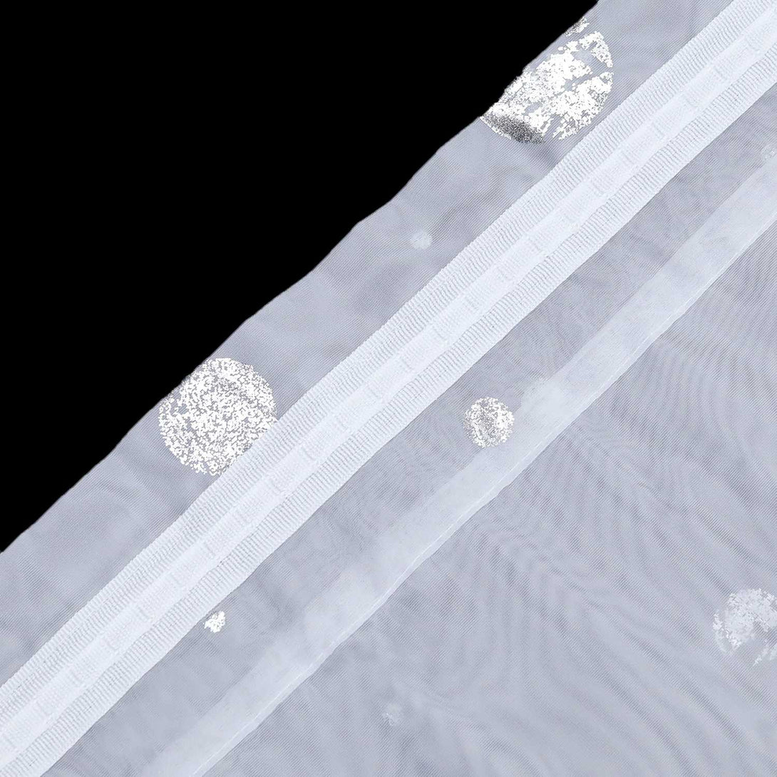 Scheibengardine 2-Teilige Doppelschichtige Küchengardinen Voile Bogen Kurzstores mit Glänz Kreise Tunnelzug - Joyswahl