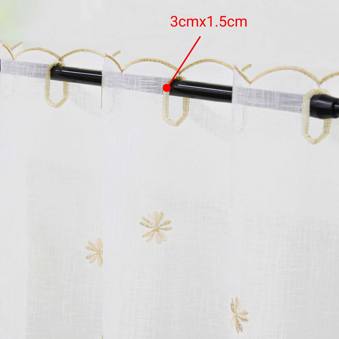 Scheibengardinen mit kleinen Blumenmuster Stickerei im Landhausstil - Joyswahl
