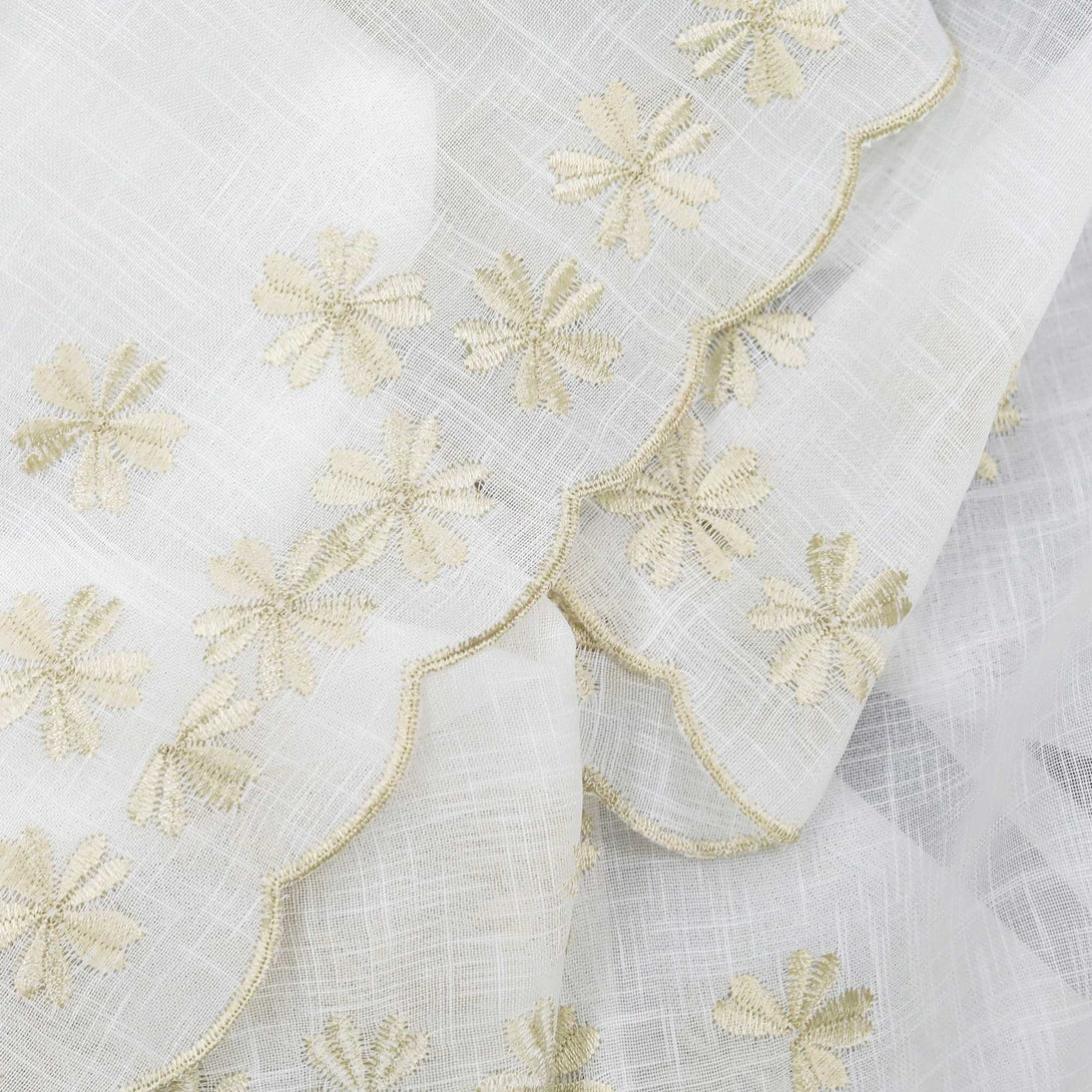 Scheibengardinen mit kleinen Blumenmuster Stickerei im Landhausstil - Joyswahl