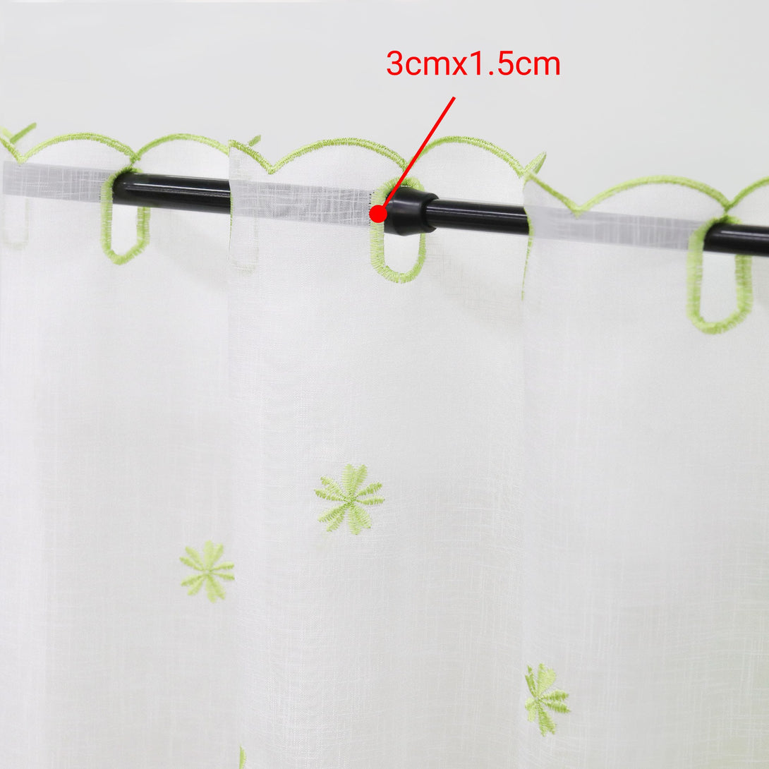 Scheibengardinen mit kleinen Blumenmuster Stickerei im Landhausstil - Joyswahl