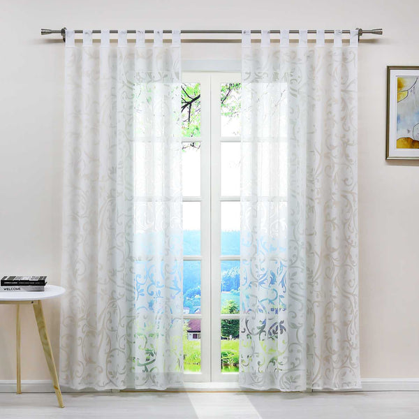 Eleganter transparenter Vorhang mit floralem Muster lichtdurchlässiger Fensterschal für Wohnzimmer 1 Stück