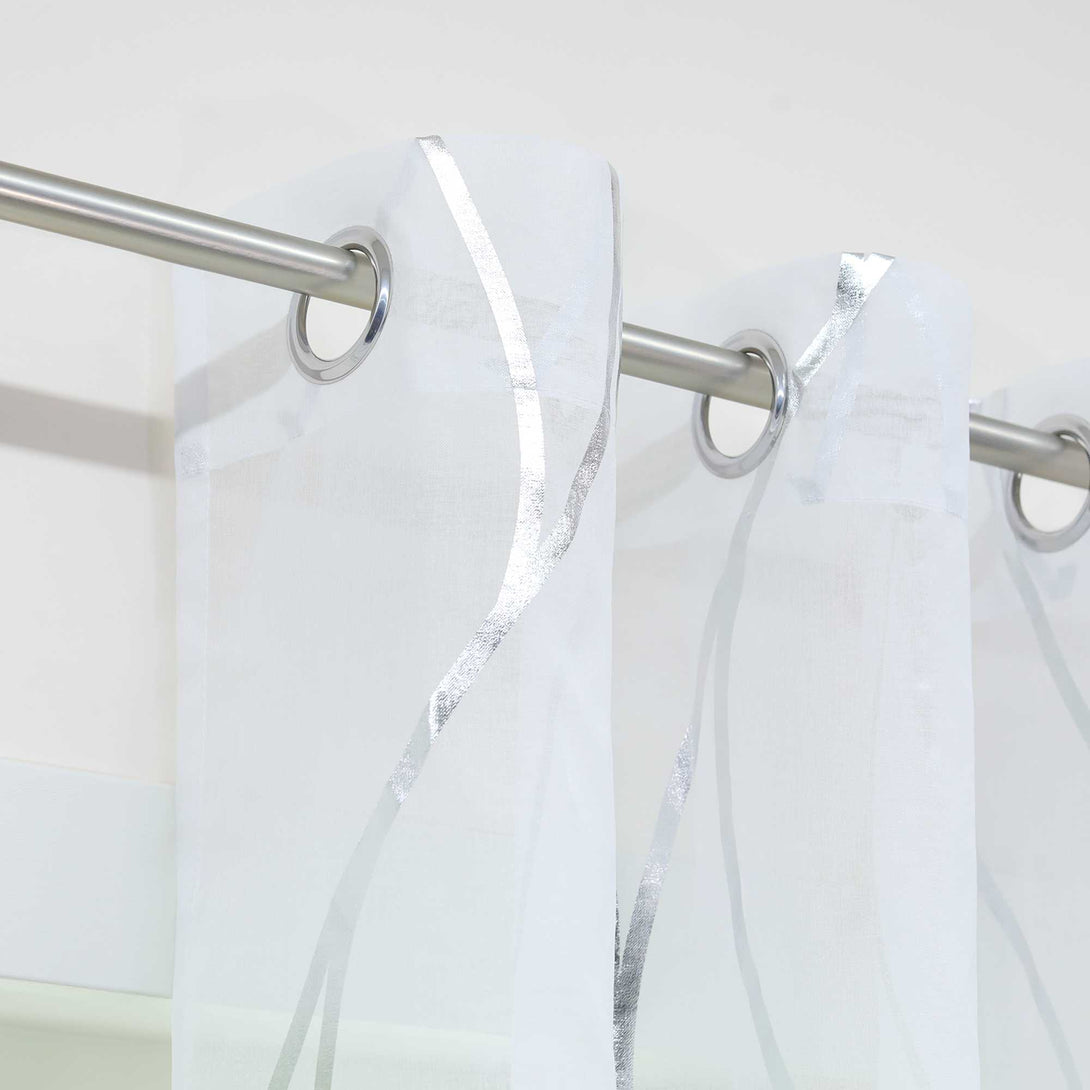 Transparenter Vorhang Ösenschal mit Wellenmuster lichtdurchlässig - Joyswahl