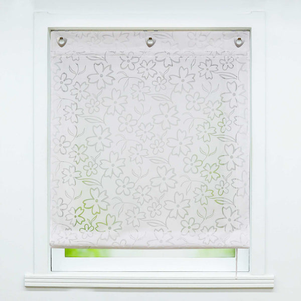 Rollos mit U-Haken transparent Burn-out-Techni Blumenmuster 1 Stück - Joyswahl