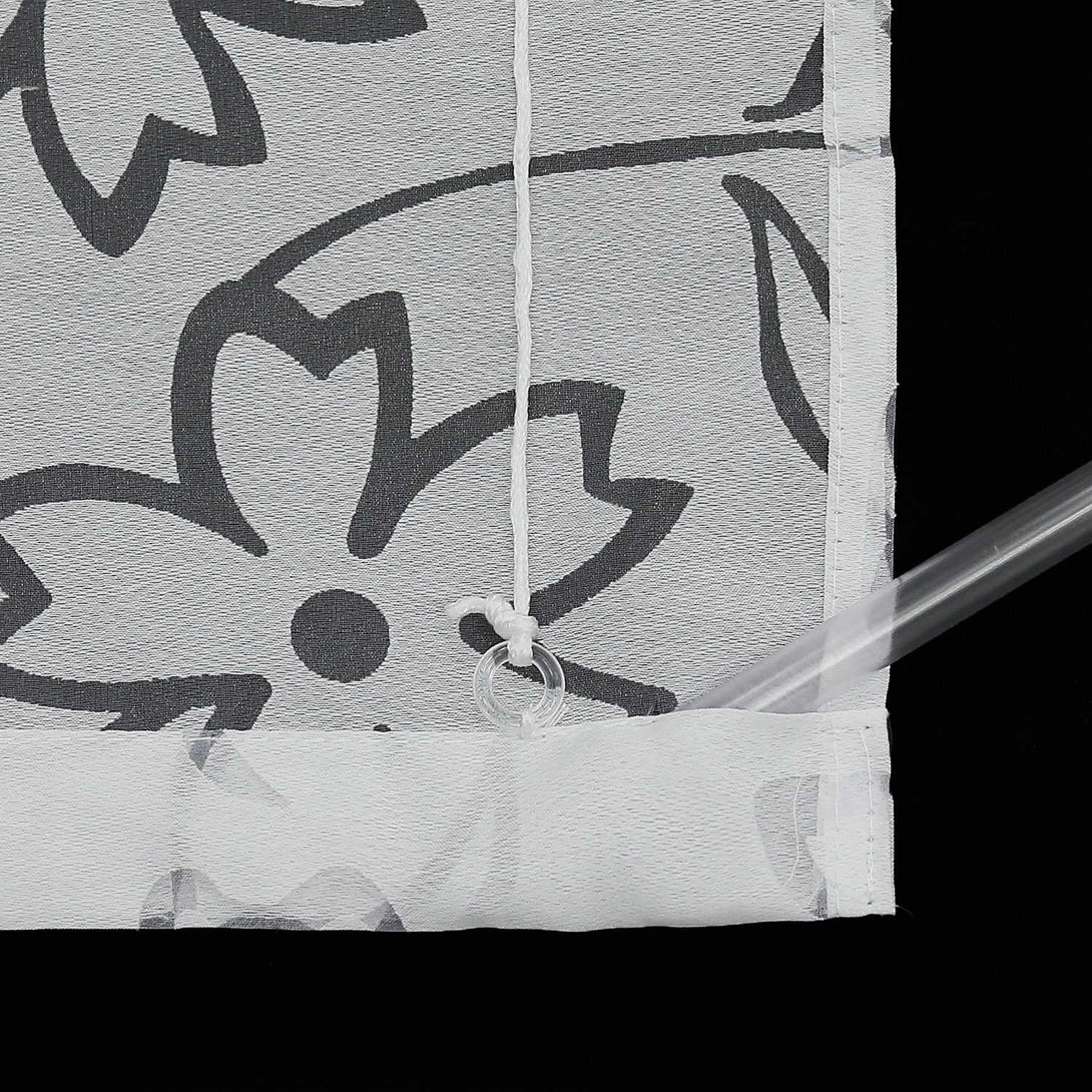 Rollos mit U-Haken transparent Burn-out-Techni Blumenmuster 1 Stück - Joyswahl