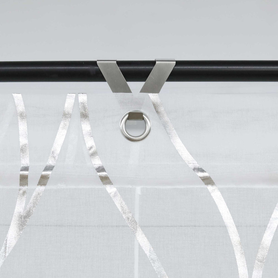 Rollos mit Ösen Gardinen Küche Raffgardinen Transparent Ösenrollo Vorhänge Mit Wellen-Druck Modern Voile 1 Stück - Joyswahl