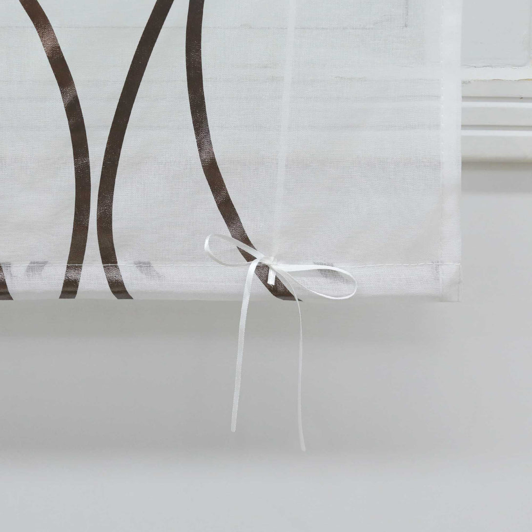 Rollos mit Ösen Gardinen Küche Raffgardinen Transparent Ösenrollo Vorhänge Mit Wellen-Druck Modern Voile 1 Stück - Joyswahl