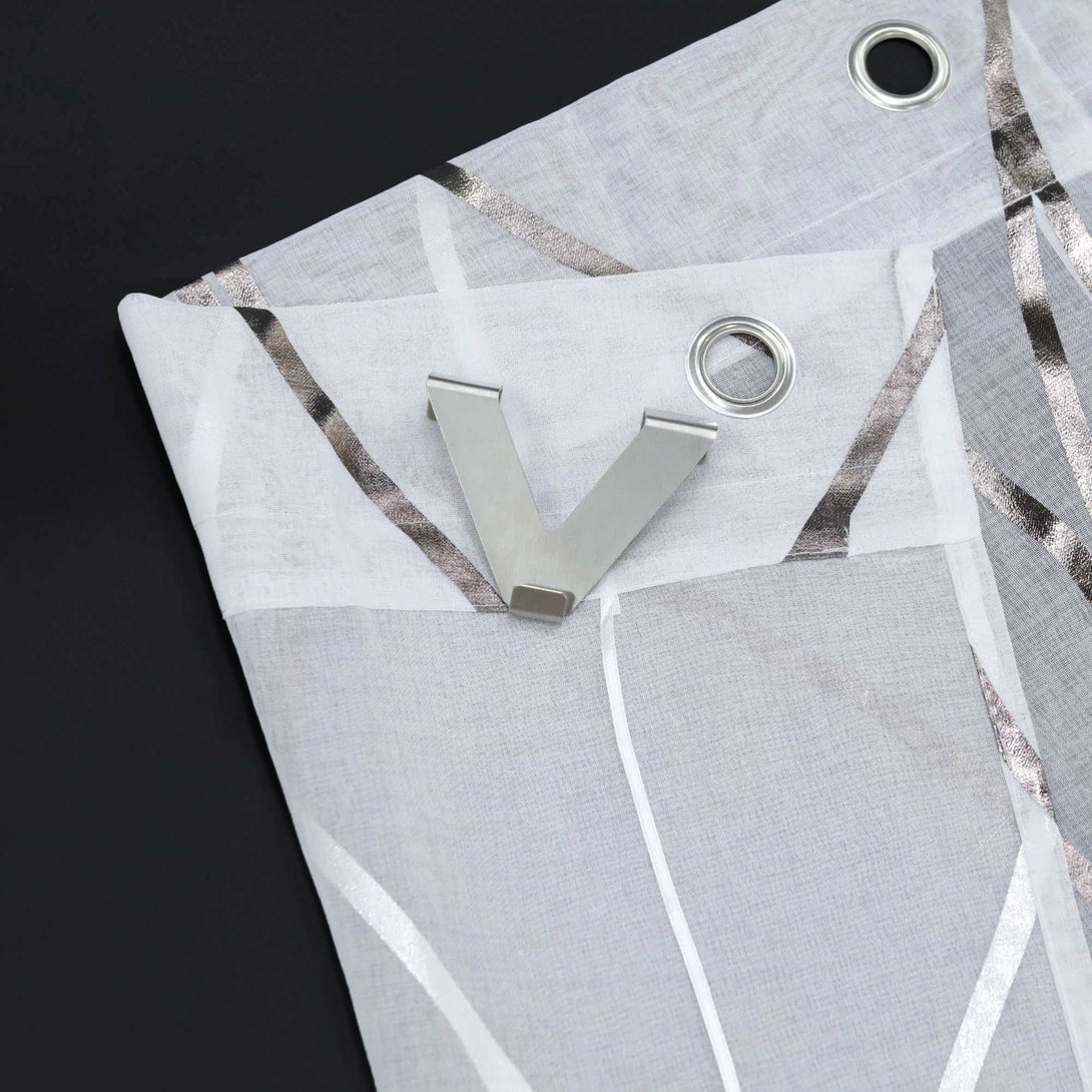 Rollos mit Ösen Gardinen Küche Raffgardinen Transparent Ösenrollo Vorhänge Mit Wellen-Druck Modern Voile 1 Stück - Joyswahl